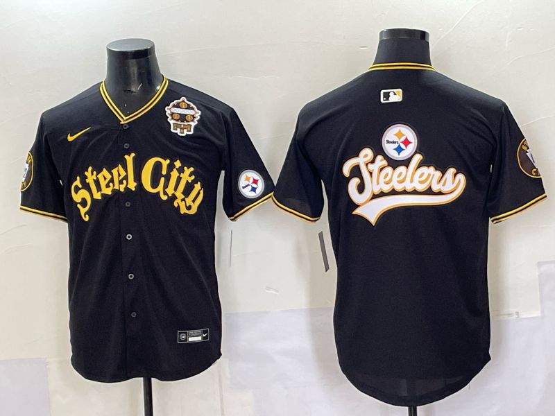 Men 2025 Nike Pittsburgh Steelers Blank Black Limited NFL Jersey style 0053